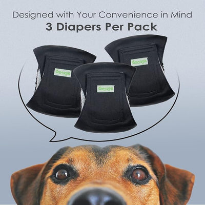 Wegreeco Washable Male Dog Belly Wrap - Pack of 3 - (Black, Black, Black, X-Large)
