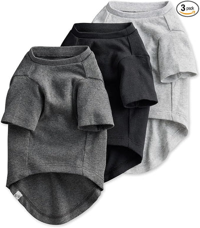 Pet Passion Toby 3-Pack 100% Organic Cotton Dog Short Sleeve T-Shirt Pet Tees for All Breeds, Gray Ombre, Large (40-60 lbs)