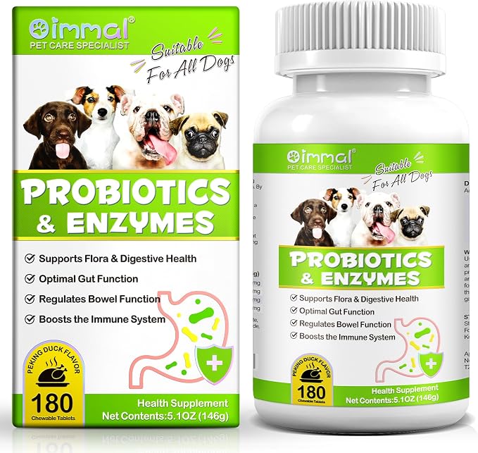 Probiotics for Dogs, 180 Chews Dog Probiotics and Digestive Enzymes, Promotes Gut Health, Dog Probiotics for Bowel Support, Immunity Health, Beige