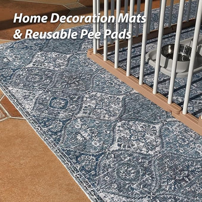 nunubaby 2PACK Washable Pee Pads for Dogs, Stylish, Non-Slip and Leak-Proof Pee Pads. Reusable Potty Pads for Dogs for Crates and Floors.(Blue/Multi,72" x72" )