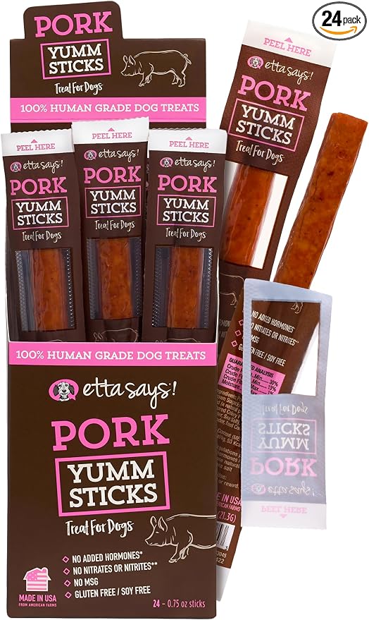 Yumm Sticks - Real Meat Pork Dog Jerky Treats - Human Grade - Made in The USA (24 Count Pack of 1)