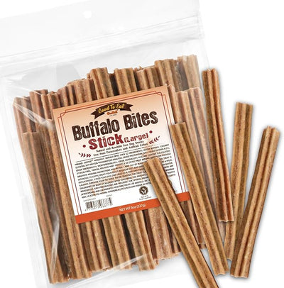 Gootoe Natural Buffalo Dog Treats, Stick (Large), 8 oz | Low-fat chews for training rewards, limited ingredient, for medium dogs