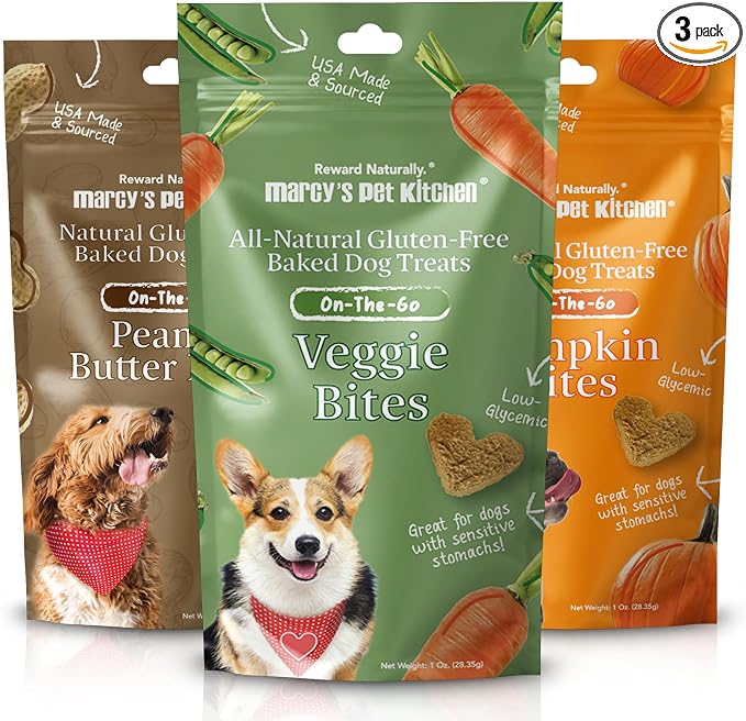 Marcy's Pet Kitchen-Diabetic Dog Treats-Vet Recommend-No Preservatives - Crunchy, Superfoods, All Natural-Vegan Homemade,-Gluten Free-for Sensitive Stomachs-Made in The USA Only (On the Go Variety)