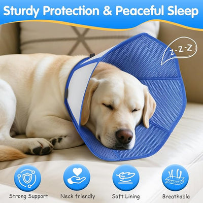 Upraded Dog Cone Collar After Surgery, Adjustable Soft Dog Cone, Soft Inner & Sturdy Protective Recovery Elizabethan Collar for Dogs to Stop Licking Wounds (XXL)