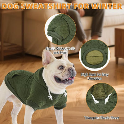 KOOLTAIL Dog Hoodie for Large Dogs, Ultra-Warm & Soft Winter Fall Fleece Large Dog Sweater Hooded Sweatshirt Clothes, Lightweight Pullover Coat for Boy Girl Labrador Great Dane Pitbull, Green L
