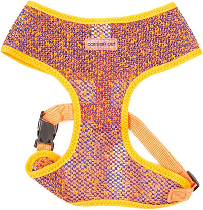 Parisian Pet Dog Harness - Breathable Mesh Orange Blue No Pull Puppy Harness with Leash Ring - Adjustable Harnesses for Dogs - Soft Padded Step-In Pet Vest - Lightweight Dog Vests for Large Sized Dogs