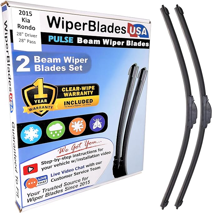 WiperBladesUSA Wiper Blades Set w/ 1yr warranty compatible with Kia Rondo 2015 Wipers (Set of 2) Pulse Wipers