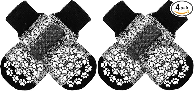 Anti Slip Dog Socks to Prevent Licking Paws, Dog Shoes for Hot Pavement, Dog Booties for Small Medium Large Senior Dogs, Traction Control Boots & Paw Protectors for Hardwood Floors