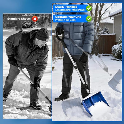 NARUNDREN Ergonomic Snow Shovel for Driveway and Car, 51 Inch Long Heavy Duty Snow Shovels for Snow Removal with Assist Handle, Large Capacity Lightweight Winter Tool for Garage, Camping