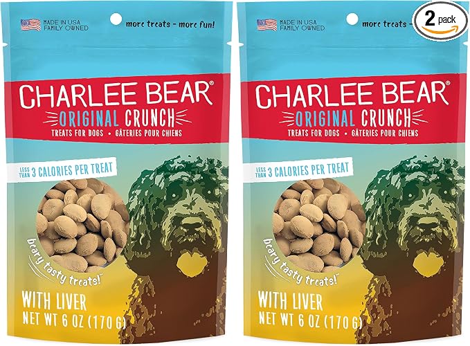 Charlee Bear Original Dog Treats, Chicken Liver, 6 oz (Pack of 2)