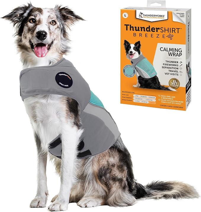 Breeze for Dogs, Large, Aqua, Extra Breathable Mesh Fabric, Dog Anxiety Relief Vest for Every Day Stress & Calming During Thunder Storms and Fireworks
