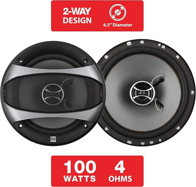 Dual Electronics D65SP 2-Way 6.5 inch Car Audio Speakers Pair with 200 Watt Peak Power | 100 Watts per Speaker | 1 inch Mylar Balanced Dome Tweeter