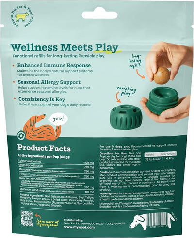 WOOF Pupsicle Refill Pops for Allergy Support for Dogs - Allergy Dog Treats for the Pupsicle Toy to Support Your Dog’s Natural Immune Defenses - Extra Large Pops - 5 Count
