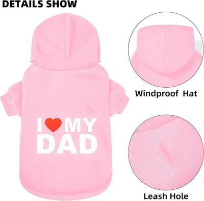 Dog Sweater Dog Hoodie Cold Weather Coat Hooded Sweatshirt for Puppies,Cats, Small Medium Large Dogs (Pink(I Love My Dad), Large/X-Large)