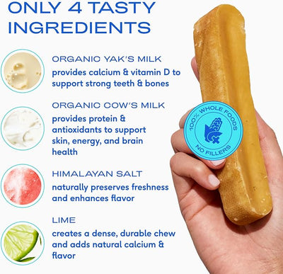 Native Pet Yak Cheese Himalayan Dog Chews - Long Lasting Dental Sticks for Medium Breeds – 100% All Natural Himalayan Yak Chews for Medium Dogs – Cheese Bone for Aggressive Chewers - 10 Per Pack