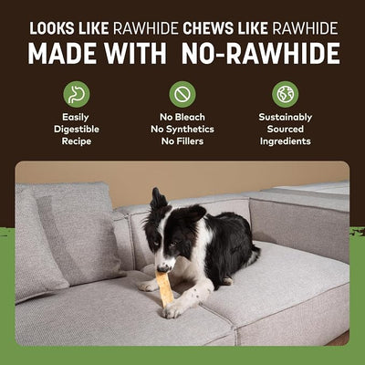 Earth Animal No Hide Strips - Natural Rawhide Free Dog Chew Strips, Pork - 4 Count