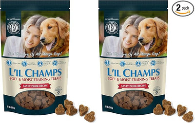 Pet Brands American Kennel Club Lil Champs Soft & Moist Training Treats, Pork Flavor, All Breed Sizes, 12 Ounces (Pack of 2)