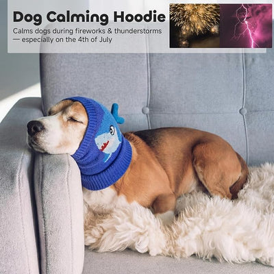 Nanaki Dog Calming Hoodie for Anxiety Relief&Noise Cancelling-Dog Ear Covers For Blow Drying, Bthing,Grooming,No Shake Head Wraps For Dogs Hematoma,Pet Ear Muffs for Fireworks,Thunder,Vet Visit,Travel