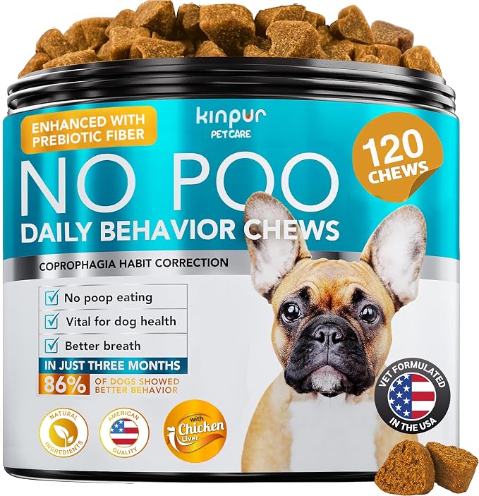 No Poo Chews for Dogs – Stool Eating Deterrent for Dogs with Probiotics & Digestive Enzymes – Coprophagia Deterrent for Dogs, Dog Gut Health Probiotics & Freshen Breath Support – 120 Bites