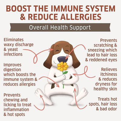 Dog Allergy Relief - Dog Allergy Chews - Itch Relief for Dogs - Anti Itch for Dogs - Dog Itchy Skin - Dog Allergy Support - Treats Hot Spots - Healthy Skin & Coat - Immune Health Supplement - 120 Ct