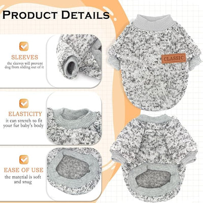 2 Pieces Dog Sweaters for Small Dogs Fall Dog Clothes Female Winter Fleece Puppy Sweaters Warm Outfit Pet Clothing Yorkie, Chihuahua, Bulldog, Dachshund, Pug, X-Large