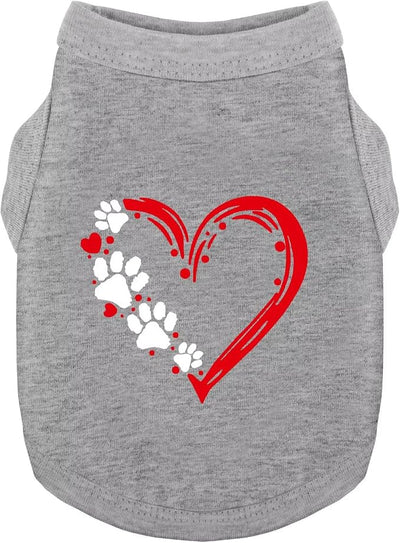 Discover Cozy Sleeveless Canine Wear: Soft, Lightweight, and Breathable Cotton Dog Shirt Featuring Heart and Paw Graphics. Vest Tank Top is Ideal for Small, Medium, and Large Breeds Grey 4XL