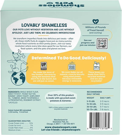 Shameless Pets Crunchy Dog Treats - Peanut Butter Split, 12oz - Healthy Dog Biscuits & Cookies Treats for Medium, and Large Dogs - Made in The USA - Free from Corn & Soy