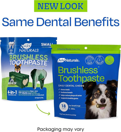 Ark Naturals Brushless Toothpaste – Medium Breeds, 54oz Bag – Dog Dental Chew with Toothpaste Center – Freshen Breath and Reduce Plaque & Tartar with Dental Chews for Dogs