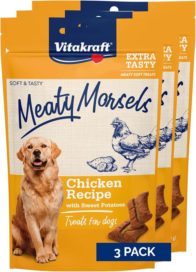 Meaty Morsels Dog Treats – Small-Batch Healthy Snacks for Dogs – Soft Chicken Dog Treat with Sweet Potato – 70% Meat Chewy Treats for Dogs Packed with Flavor (Chicken & Sweet Potato)