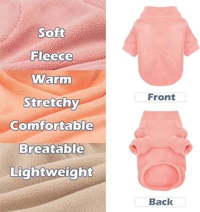GYALAPERI Dog Sweater, 3 Pack Dog Sweaters for Small Dogs Girl Boy, Ultra Soft Warm Puppy Clothes Dog Coat for Winter (Peach+Lt Camel+Pink, Small)
