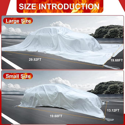 Emergency Fire Blanket for Car, Large Fiberglass Fire Extinguisher, Survival Safety Suppression for Electric Vehicle Truck Automotive Conflagration (19.68x29.53FT)