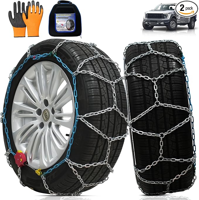 Coco Bird Heavy Duty AutoFixing Snow Chains Tire Chains for Light Truck, SUV & Pickup, Self-Tightening Design for Easy Installation, Titanium Alloy for Superior Durability,Set of 2(HRV-245,Auto-Trac)