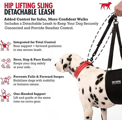 Tuff Pupper Dog Sling Hip Harness | Rear Lift Support for Senior & Injured Dogs | Adjustable Mobility Aid | Strong Padded Handle | Comfortable Design | Hip & Hind Leg Assistance (Medium/Large, Male)