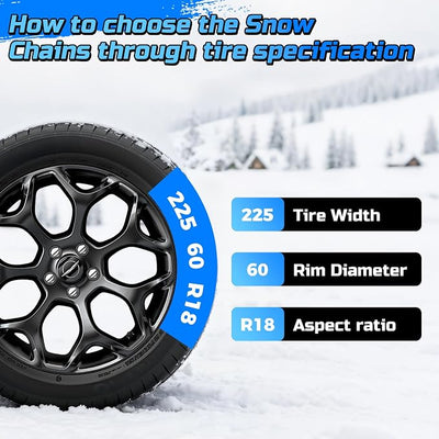 Auto Tightening Snow Chains Tire Chains Quick Easy Installation HKN140 Set of 2 for Cars SUV Pickup Trucks RV 215 225 235 245 255 265 275 Winter Emergency Tire Traction for Snow Ice