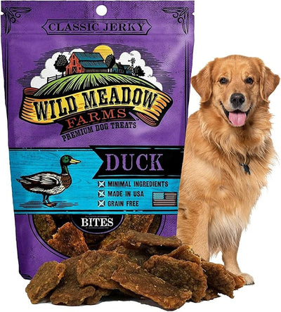 Classic Duck Bites, Soft Jerky Treats for Dogs, Grain-Free & All-Natural, Ideal for Training, Portioning, and High-Value Rewards for All Breeds & Ages - 3.5 Ounce Pouch