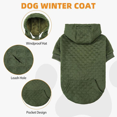 KOOLTAIL Dog Hoodie for Small Medium Large Dogs, Ultra-Warm & Soft Winter Fall Fleece Dog Hooded Sweatshirt Clothes Sweater, Lightweight Pullover Coat for Boy Girl Bulldog Pitbull Puppy Cats,Green S-M
