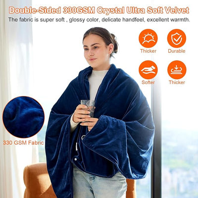 GLITI USB Heated Blanket,Cordless Electric Blanket with 10000mAH Battery,61" x 34" Heated Throw Blanket with 3 Fast-Heating Levels,Machine Washable Super CozySoft Portable Heated Blanket for Women Men