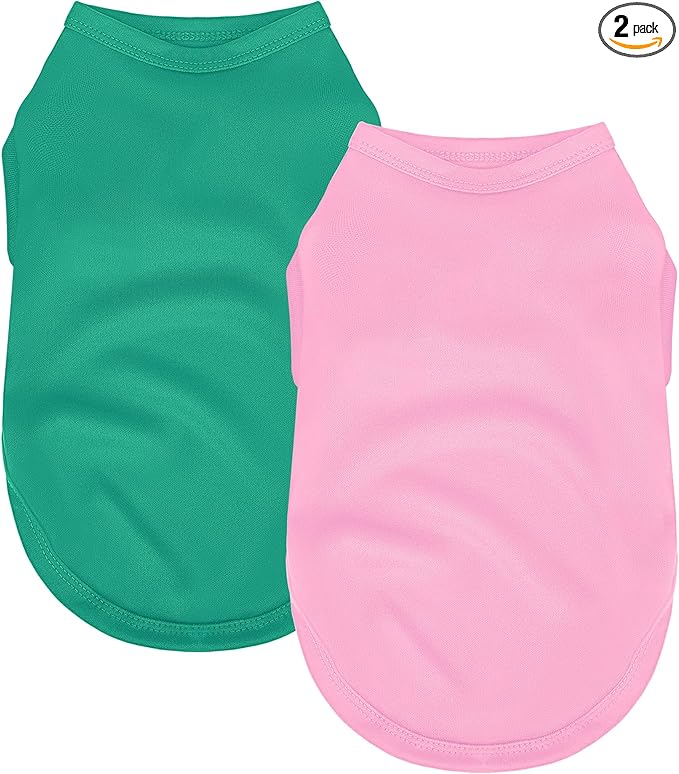 2 Pack Solid Color Dog Shirts – Lightweight, Breathable Pet T-Shirts, Durable Stretchy Clothes for Small to Large Dogs, Ideal for Everyday Wear & Holidays.Pink Blue X-Large