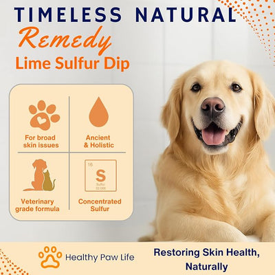 Classic's Lime Sulfur Dip - Pet Care for Itchy and Dry Skin - Xtra Strength Formula - Safe Solution for Dog, Cat, Puppy, Kitten, Horse (16 fl oz)