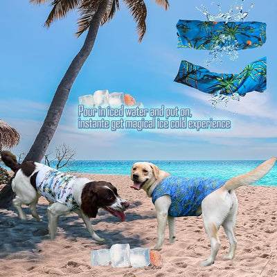 Dog Hawaiian Shirts,Wettable Water, Instant Cooling, Air-mesh Fabric UV Shirt,Cooling Shirts,Quick Dry Sun T-Shirt for Small Medium Large Dog Breed,2Pack.