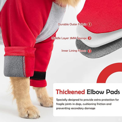 Lukovee Recovery Suit for Dogs - Padded Elbow Protector to Stop Licking, Long Sleeve for Pet Male Female Dog Front Leg Injuries Shoulder Wounds After Surgery Cone Alternative (R,M)
