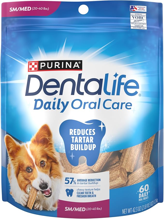 Purina Daily Oral Care Dog Dental Chews for Small and Medium Breed Dogs - 60 ct.