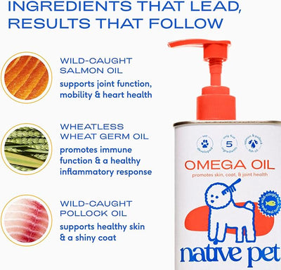 Native Pet Omega 3 Fish Oil for Dogs 16Oz & Advanced Care Hip & Joint Supplement for Dogs 12.7Oz Powder for Mobility & Movement - Supports Healthy Skin, Coat, Joints, Cartilage & Muscle