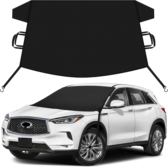 EcoNour Car Snow Cover Compatible for Infiniti QX50 QX55 | Windshield Cover for Ice and Snow with S-Hook Straps | Heavy-Duty 600D Oxford Winter Car Cover, Waterproof & Anti-Slip