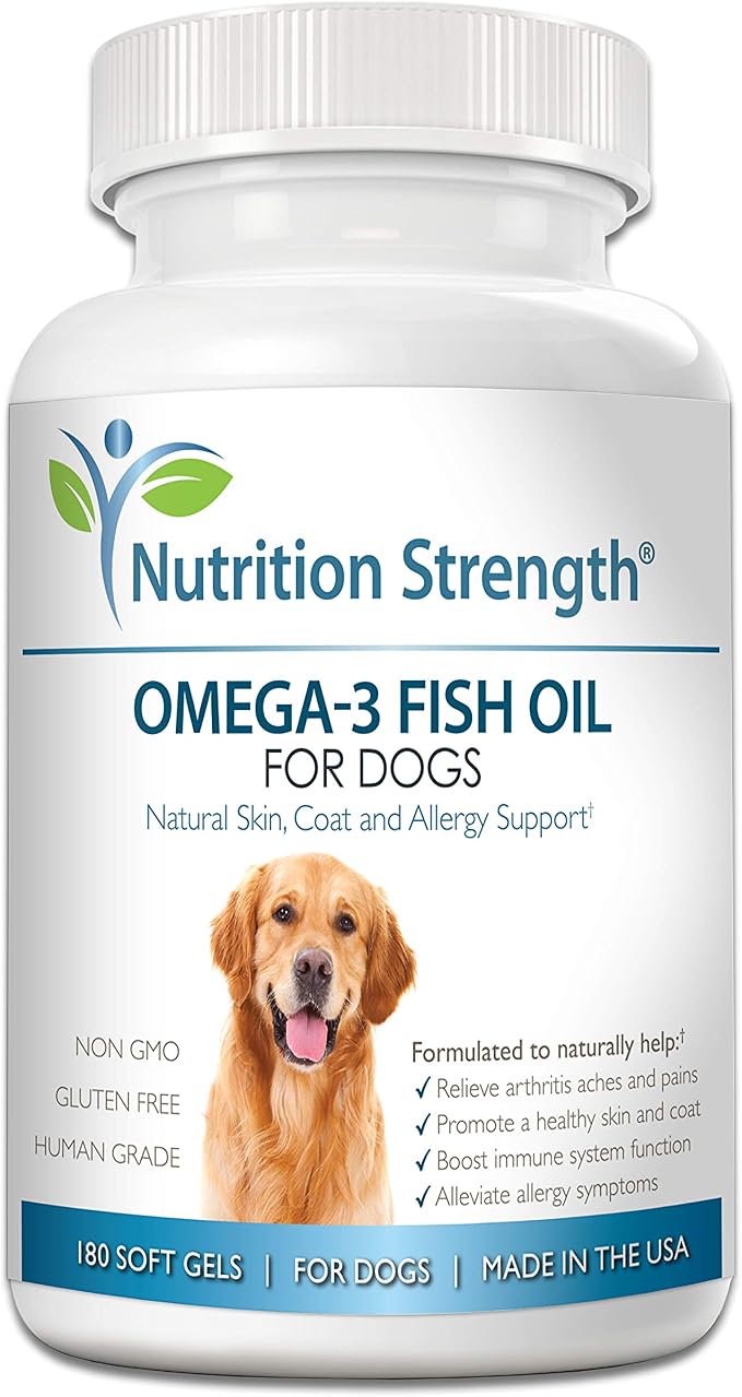 Omega 3 for Dogs - High EPA & DHA Fish Oil Soft Gels - Support for Itchy Skin, Seasonal Allergies, Shedding & Joint Health - Pure Wild Caught Source - 180 Count Value Size