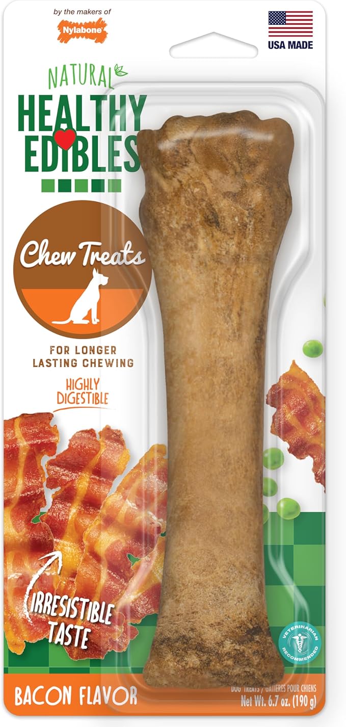 Healthy Edibles Natural Dog Chews Long Lasting Bacon Flavor Treats for Dogs, X-Large/Souper (1 Count)