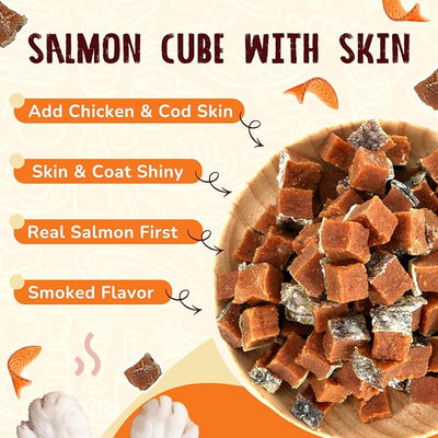 PAWUP Salmon Dog Treats, Healthy Salmon Bites, Dog Jerky Training Treats with Taurine, Rich in Omega-3, 12oz (Smoked Flavor)