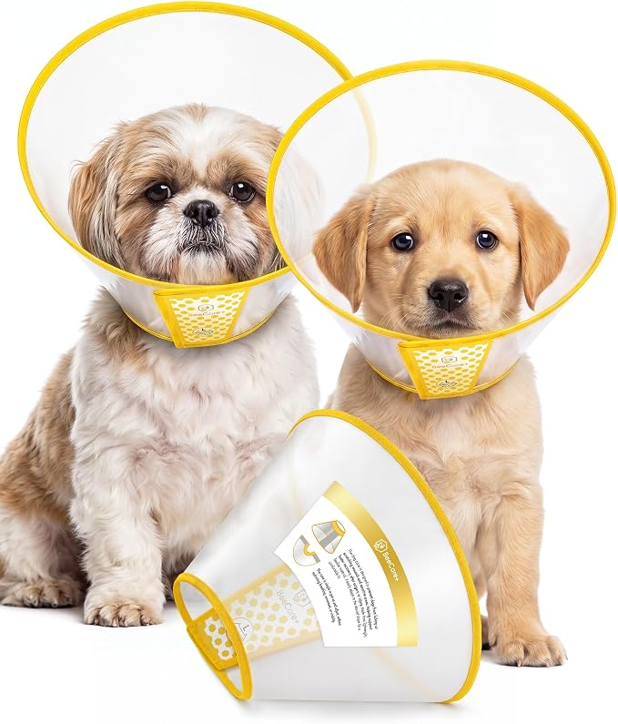 Adjustable Dog Cone Alternative for Small & Medium Breeds – Cone for Dogs to Stop Licking & Scratching – Post-Surgery & Grooming Support – Elizabethan Collar for Neck Circumference 14.2–16.5 in