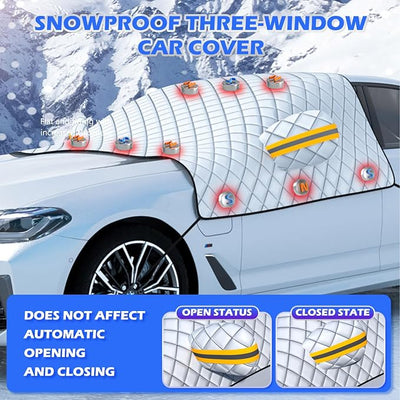 Winter Car Windshield Cover - Thick Magnetic Frost and Snow Protector with Reflective Strip, All-Season Effectively Blocking Sunlight, Ultraviolet Rays, Rain and Snow (3-Layer Thickening)