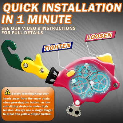Coco Bird Heavy Duty AutoFixing Snow Chains Tire Chains for Light Truck, SUV & Pickup, Self-Tightening Design for Easy Installation, Titanium Alloy for Superior Durability,Set of 2(HRV-255,Auto-Trac)